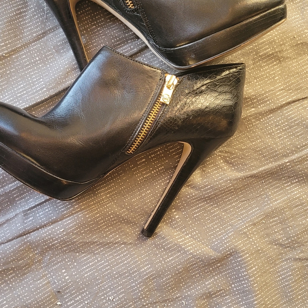 Michael Kors Black Leather & Python York Ankle Bo… - image 7